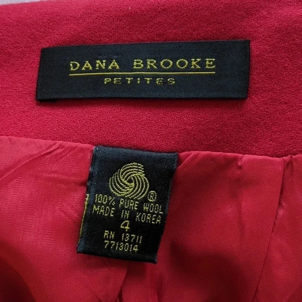 Vintage Dana Brooke Petites Red Wool Pencil Skirt